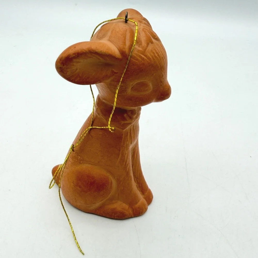 Vintage Terracotta Fawn Deer Ornament Made in Japan Clay Figurine Mid Century